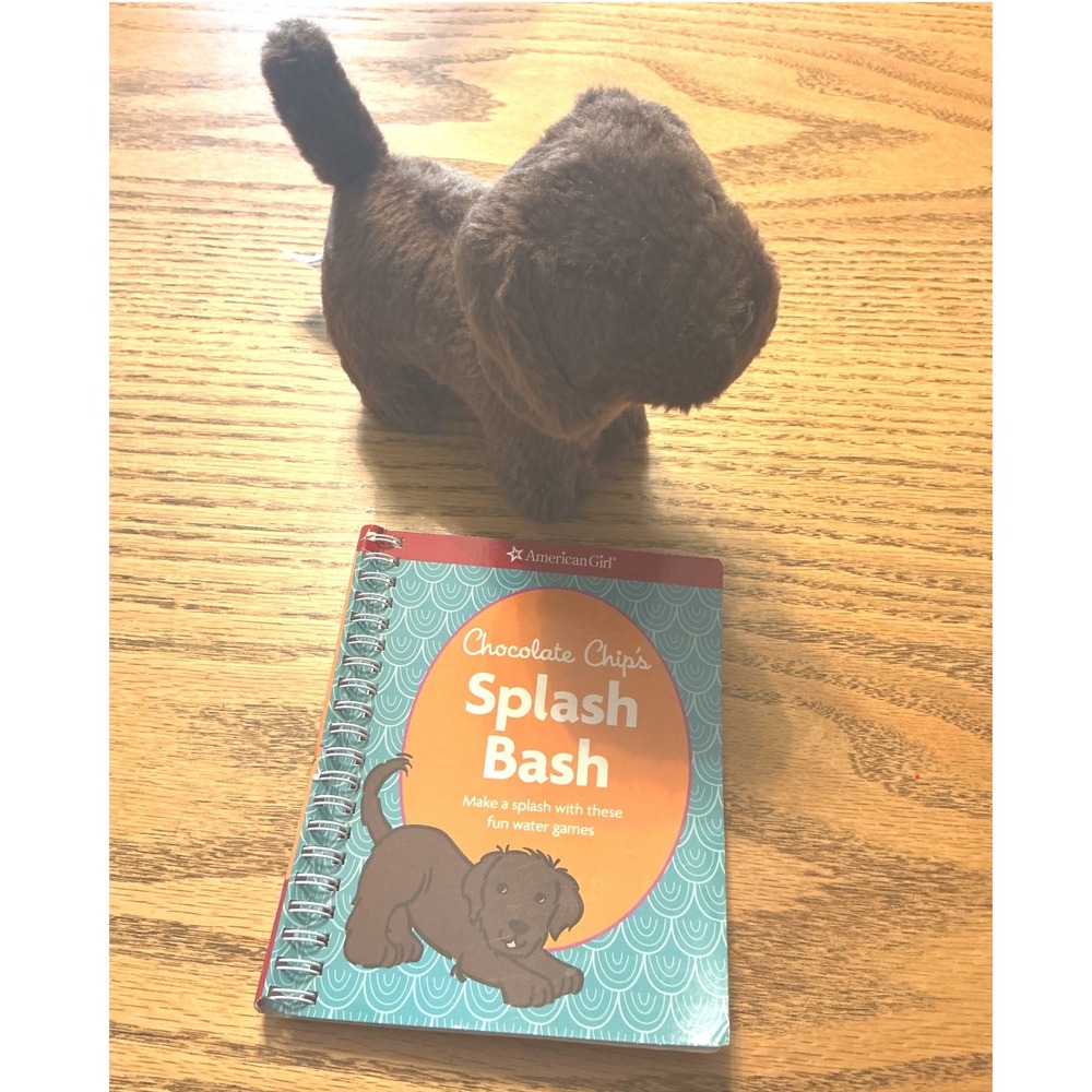 American Girl Chocolate Chip Plush Dog and Splash Bash Activity Book Set Brown